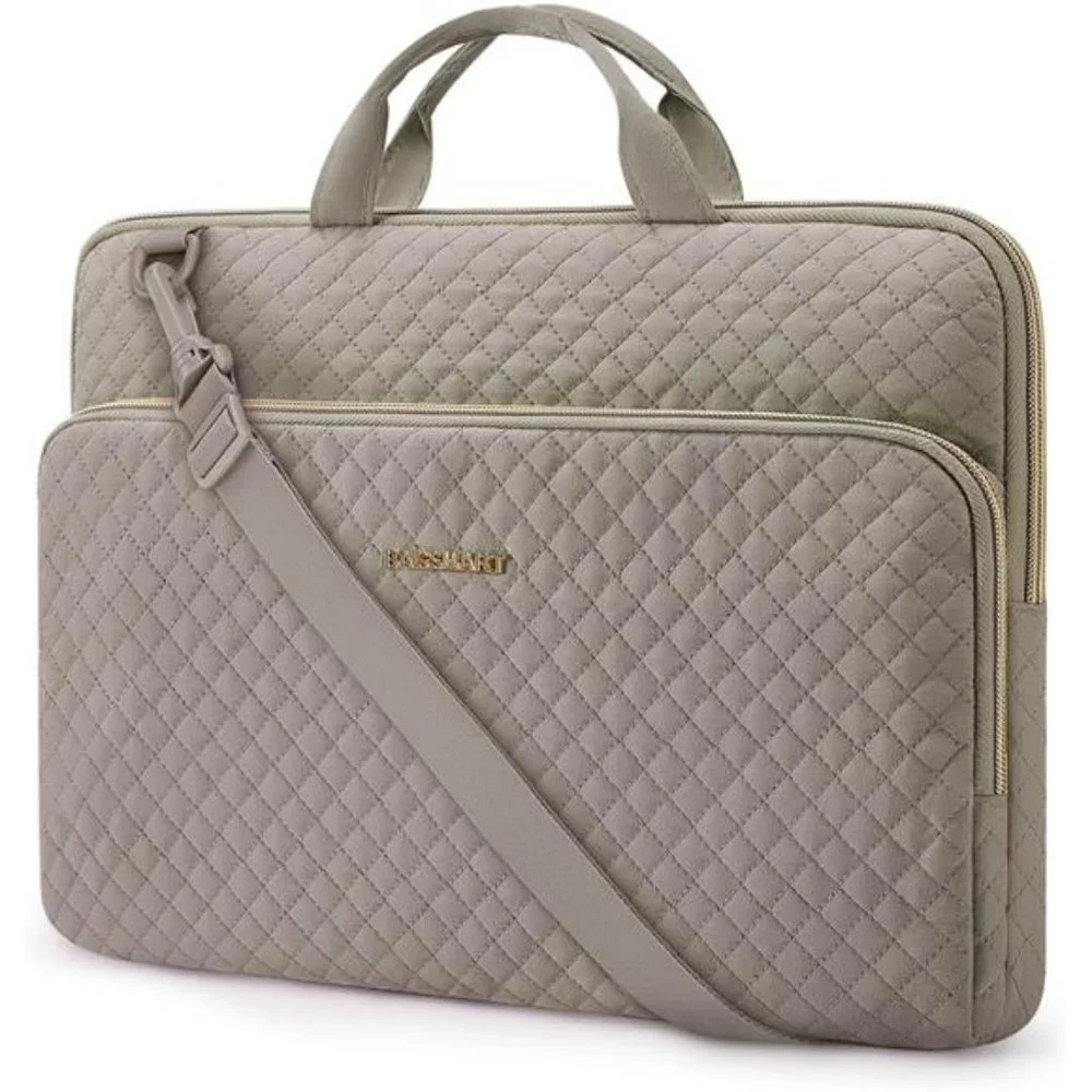 15.6 inch Laptop Shoulder Bag Protective Case with Shoulder Strap, Gray